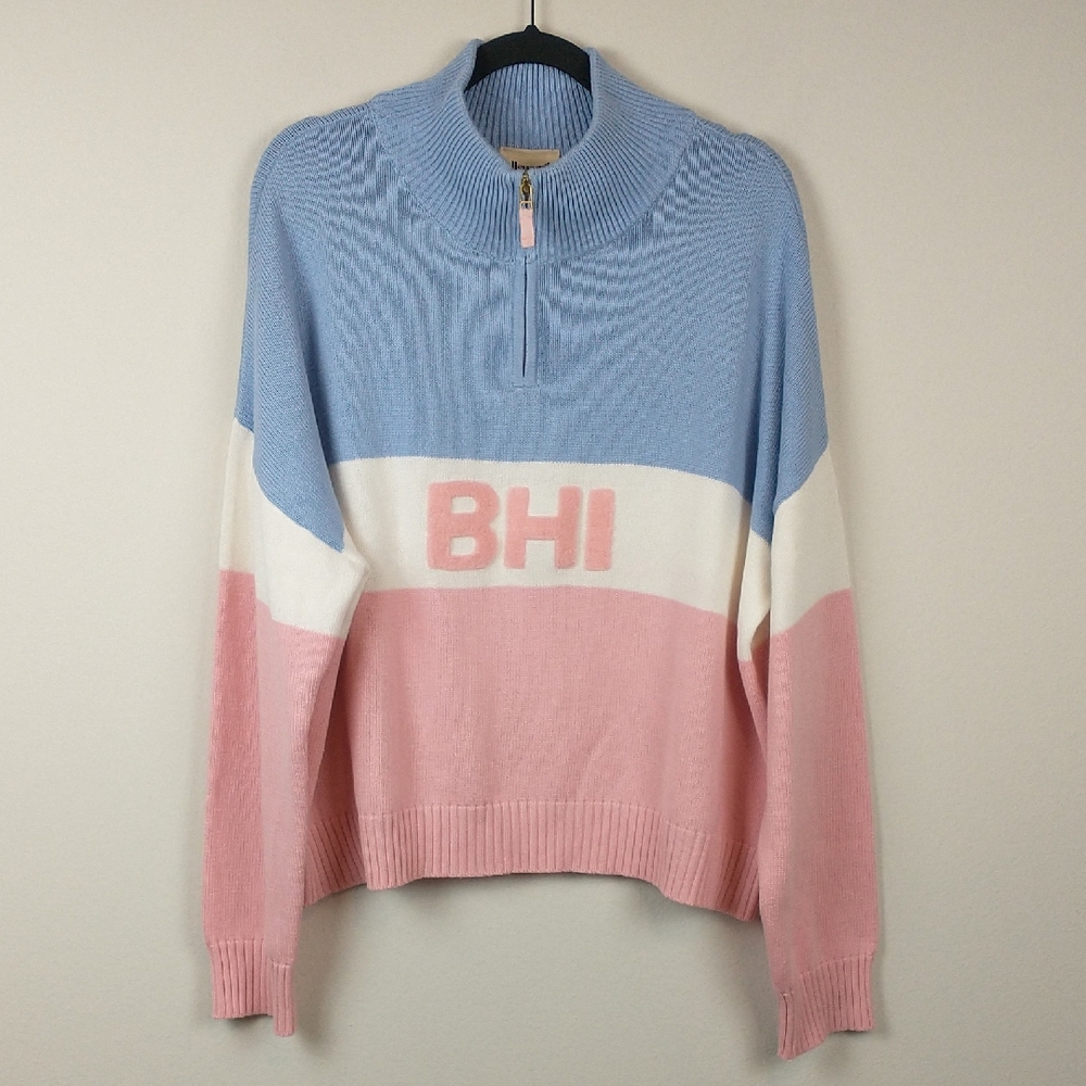 NEW Ellsworth + Ivey Sweater XL BHI Bald Head Island Striped Quarter Zip